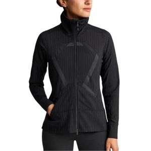 Lululemon Women's Origami Track Jacket Size 4 Grey Black Pinstripe